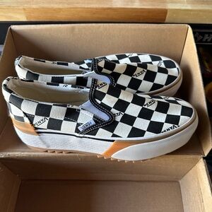 VANS Checkerboard Slip On Canvas Shoes Stacked 8.5